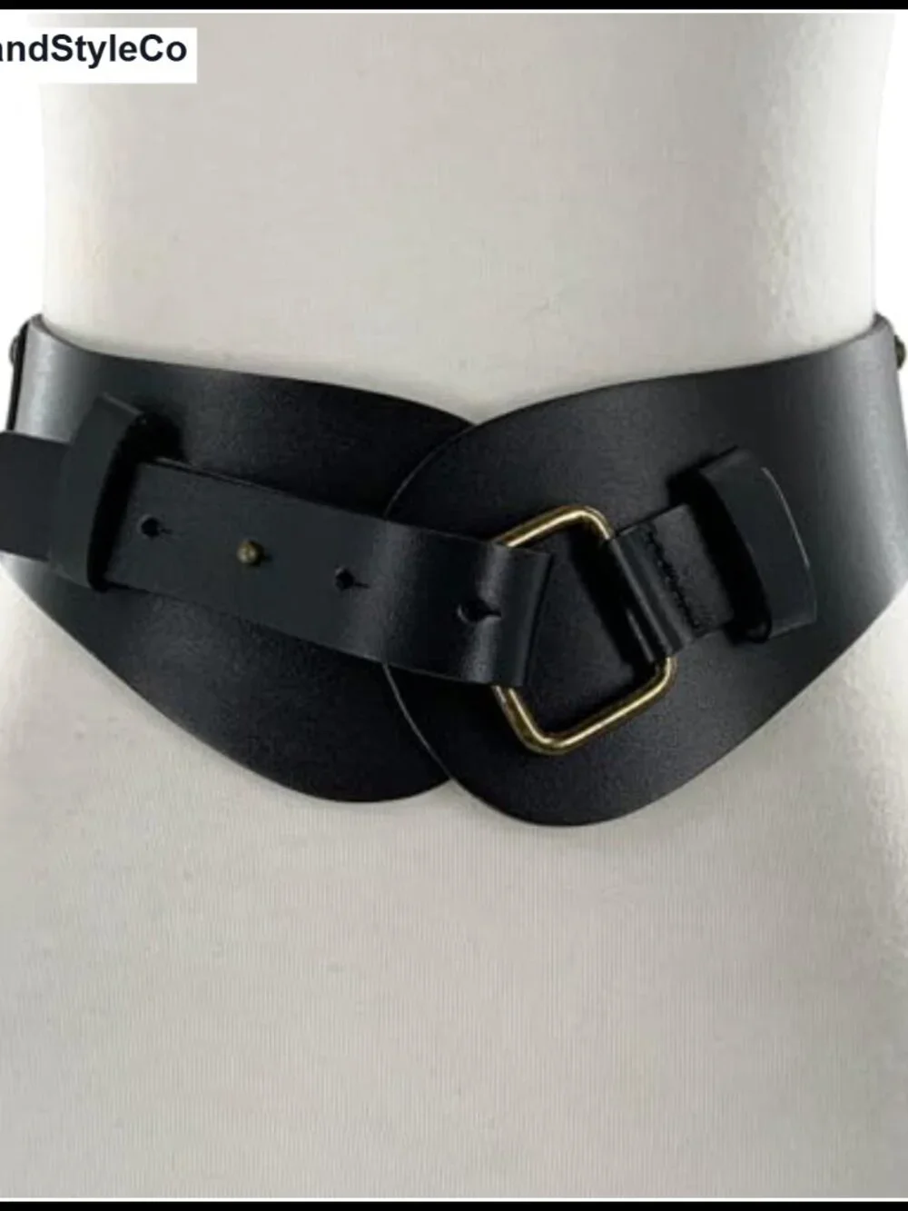 High Waist Fold Disc Linked Boho Antique Brass Circle Metal Studded Cowhide